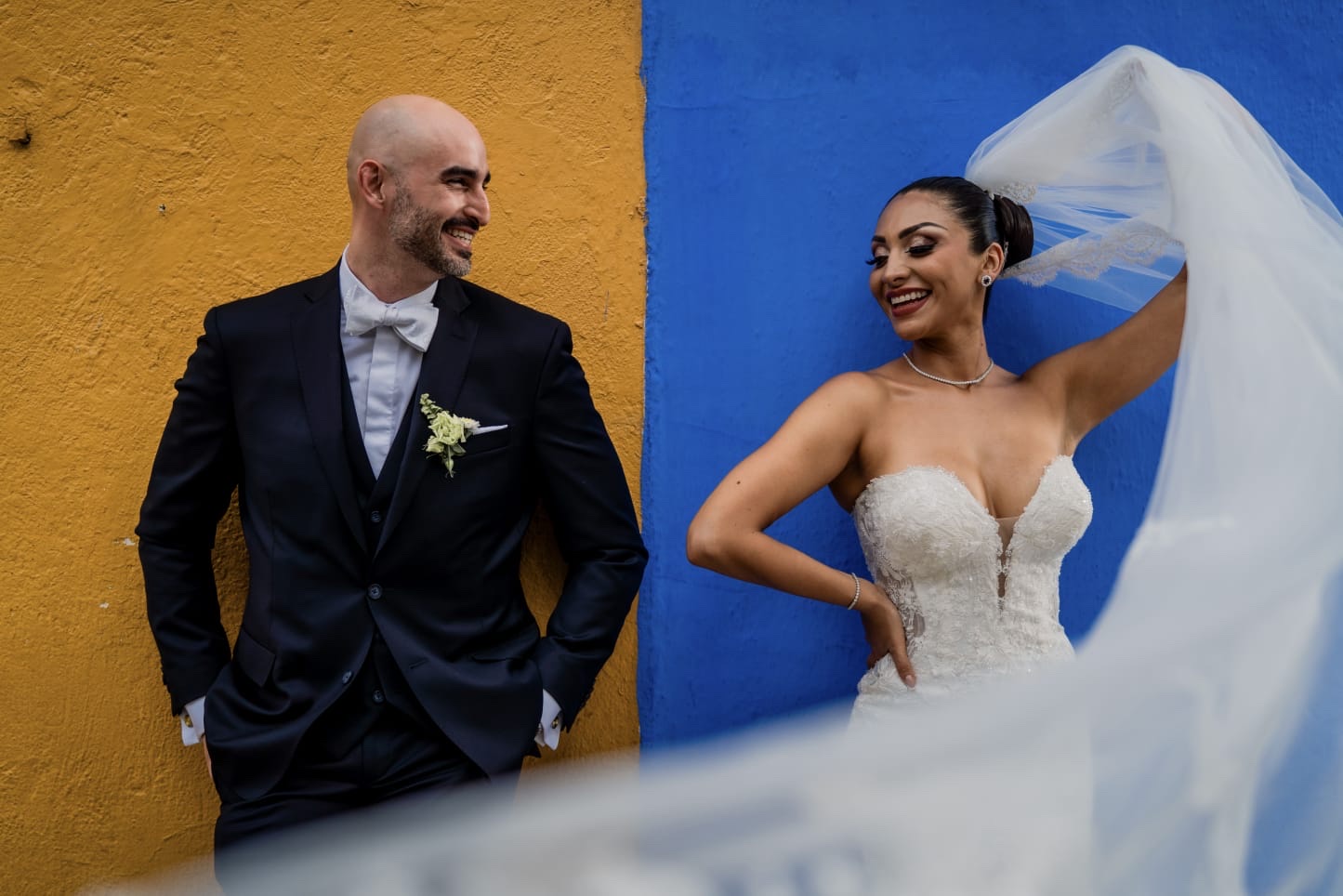 Retrato de una pareja durante su boda en Oaxaca